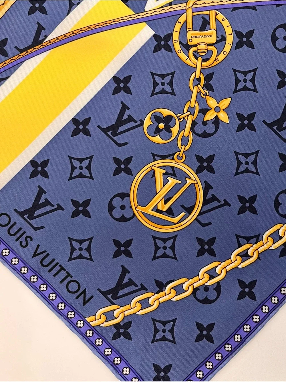 Louis Vuitton Navy & Violet Monogram Silk Scarf